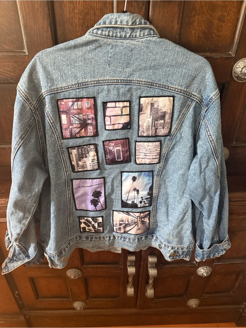 Forever 21 Light Blue Denim Photo Patchwork Jacket